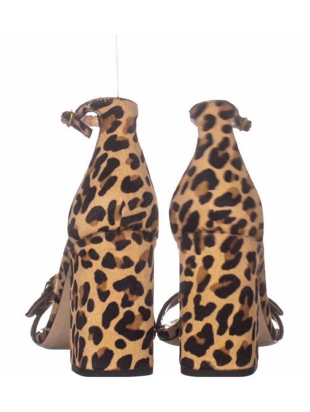 NWD Coach Natural Calf Hair Leopard Print Maya Sandal Signature Buckle 3.25" H 7 - Picture 5 of 7